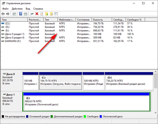 Как узнать файловую систему флешки, на жестком диске, SSD в Windows