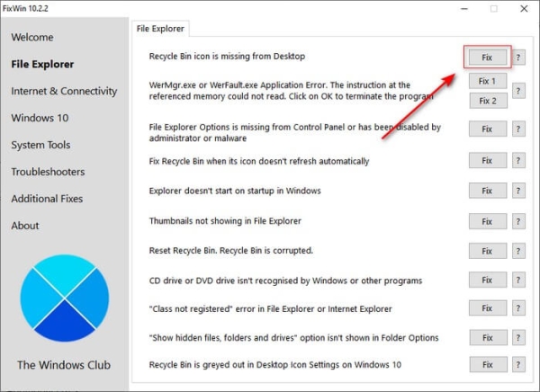 FixWin 10 — исправление ошибок Windows 10