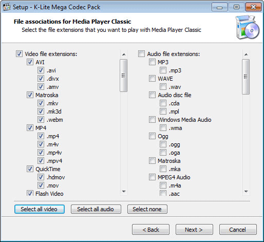 Установка K-Lite Codec Pack