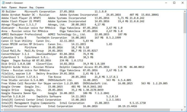 3 способа получить список установленных программ
