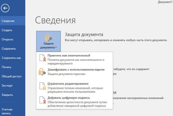 Как поставить пароль на документ Word